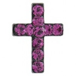 STUDEX Stainless Steel Cross Fuchsia EARRINGS