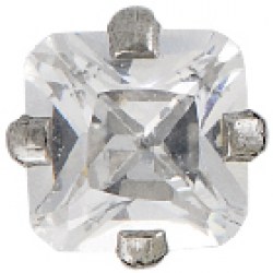 STUDEX Stainless Steel Tiffany 4mm CZ Princess Cut earrings