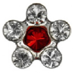 STUDEX Stainless Steel Daisy Crystal Ruby EARRINGS