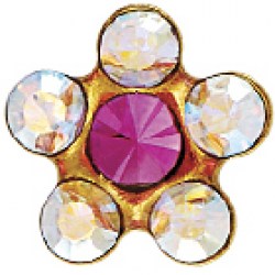 STUDEX Gold Plated Daisy AB Crystal Rose EARRINGS