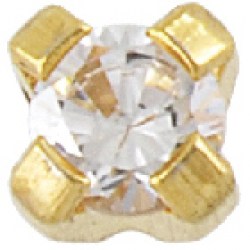 STUDEX Gold Plated Tiffany 2mm Cubic Zirconia EARRINGS