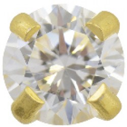 STUDEX Gold Plated Tiffany 4mm Cubic Zirconia EARRINGS