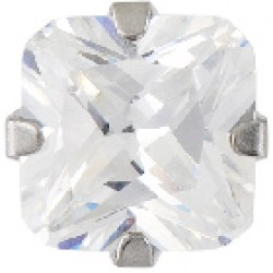 STUDEX Stainless SteEL 7mm C/Z Princess Cut EARRINGS