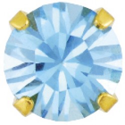 STUDEX Gold Plated Tiffany 5mm March Aquamarine EARRINGS