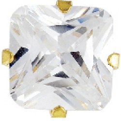 STUDEX Gold Plated Tiffany 8mm C/Z Princess Cut EARRINGS