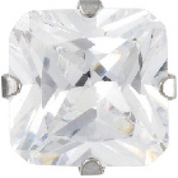 STUDEX Stainless Steel 8mm Cubic Zirconia Princess Cut EARRINGS